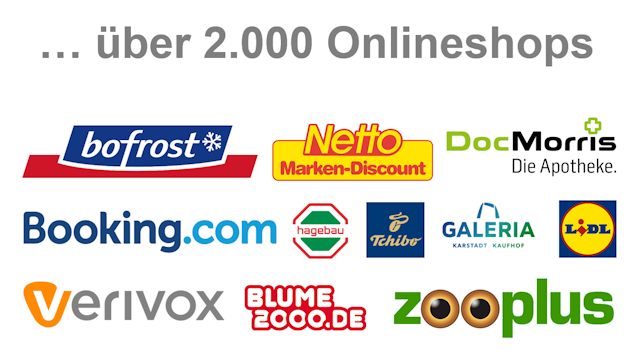 Wohnsparen mit Mehrwert. Sammeln Sie Cashback und sparen Sie gleich 2x – beim Onlineshopping und auf Ihren Bausparvertrag Wüstenrot Cashback Partner Logos